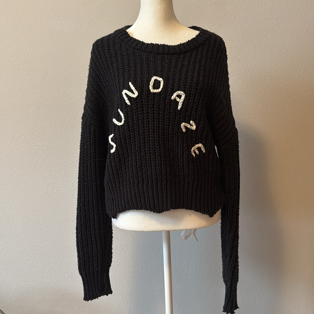 NWT | Blank Paige | Women’s “Sundaze” Black Cropped Sweater | Size Large